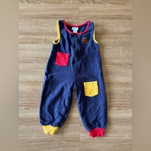 vintage color block overall romper size 2T